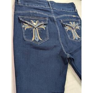 Angels of Difference Size 14W Embroidered & Rhinestone High Rise Bootcut Jeans